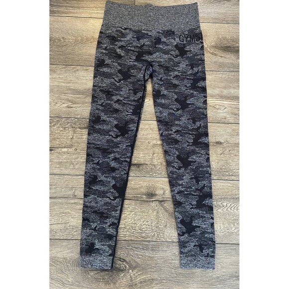 Gymshark Leggings High Waist Black Gray Camo Medium M - Picture 1 of 3